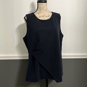 Ann Taylor Factory Sleeveless Blouse Navy XL Zip on the Back